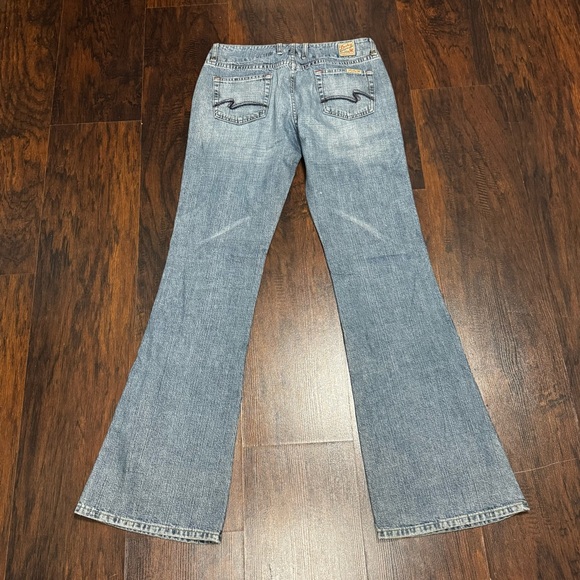 Lucky Brand Dungarees Vital Flare Wide Leg Long Length Jeans Size 6 (28) GUC - Picture 10 of 14